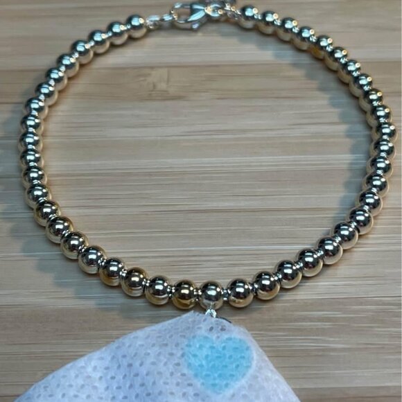 Tiffany Bead Bracelet in Silver, Tiffany Blue with a Diamond, 4 mm - Picture 6 of 6